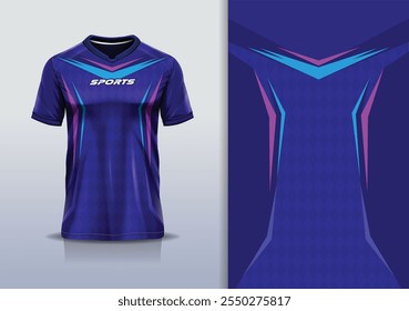 Modelo de design de camisa esporte mockup linha afiada para futebol futebol, corrida, esportes, cor azul rosa