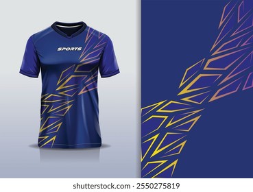 Modelo de design de camisa de esporte mockup vidro quebrado abstrato para futebol futebol futebol, corrida, esportes, aurora azul cor amarela 