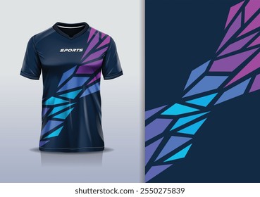 Modelo de design de camisa de esporte mockup vidro quebrado abstrato para futebol futebol futebol, corrida, esportes, aurora azul cor rosa 