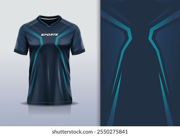 Modelo de design de camisa de esporte mockup linha afiada para corrida, corrida, esportes, cor azul rosa		