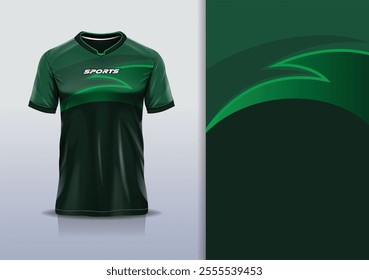 Sport jersey design template mockup curve line for football soccer, running, esports, green color