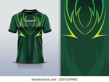 Sport jersey design template mockup curve line for football soccer, running, esports, green yellow color