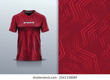 Sport jersey design template mockup sharp line for football soccer, running, esports, red maroon color