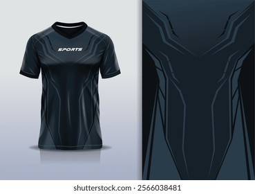 Sport jersey design template mockup sharp line for football soccer, running, esports, gray black color