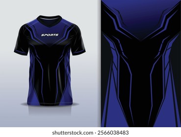 Sport jersey design template mockup sharp line for football soccer, running, esports, blue navy black gray color