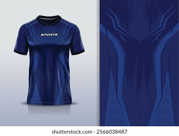 Sport jersey design template mockup sharp line grunge texture for football soccer, running, esports, blue navy color