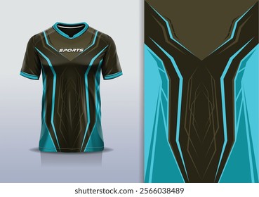 Sport jersey design template mockup sharp line for football soccer, running, esports, blue black gray color