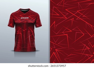 Modelo de design de camisa esporte mockup linha afiada para futebol futebol, corrida, esportes, cor vermelha maroon