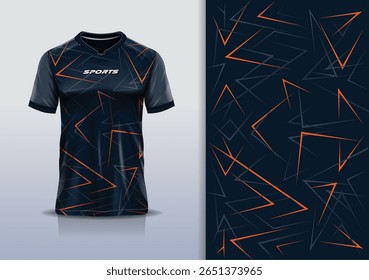Sport jersey design template mockup sharp line for football soccer, running, esports, gray orange color