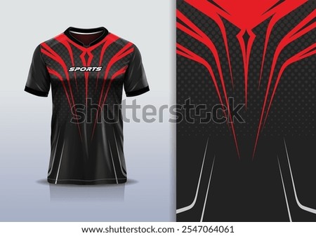 Sport jersey design template mockup curve and diamond line for racing, running, esports, red black color