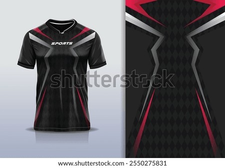 Sport jersey design template mockup sharp line for racing, running, esports, red black white color	