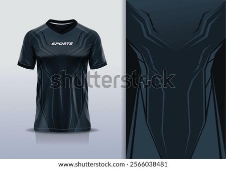 Sport jersey design template mockup sharp line for football soccer, running, esports, gray black color