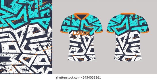 Sport jersey design template for sublimation. Trendy abstract geometric shape pattern in grunge style.