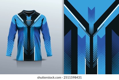 Camiseta esporte modelo de design de manga longa mockup stripe line corridas para motocross motocicleta futebol futebol, corridas, e esportes, cor azul