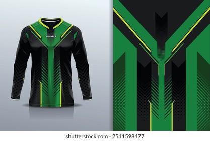 Camiseta esporte modelo de design de manga longa mockup stripe line corridas para motocross motocicleta futebol futebol, corridas, e esportes, cor verde