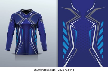 Camiseta esporte modelo de design de manga longa mockup stripe line corridas para motocross motocicleta futebol futebol, corridas, e esportes, cor azul