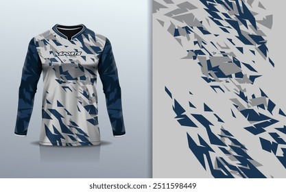 Modelo de manga longa da camisa de esporte mockup textura grunge design abstrato para motocross motocicleta futebol futebol futebol, corridas, e esportes, cor cinza laranja