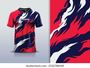 Sport jersey long sleeve template mockup texture rustic grunge marble abstract design for running football soccer, racing, e sports, red navy white color