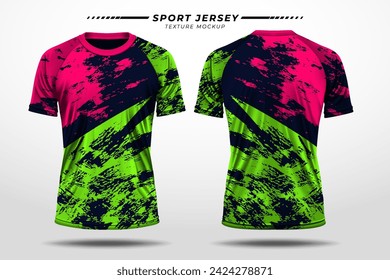 Sport jersey soccer, racing, texture pattern with vector 3D mockup front and back view