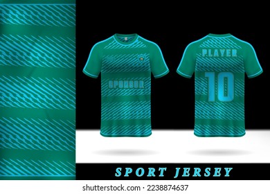 Sport jersey template design in dark green and light blue