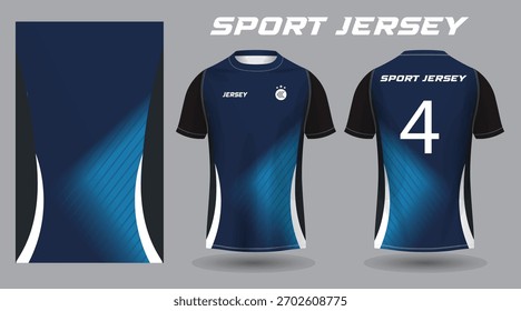 Diseño de Plantilla de jersey deportivo con vista frontal y posterior aislada