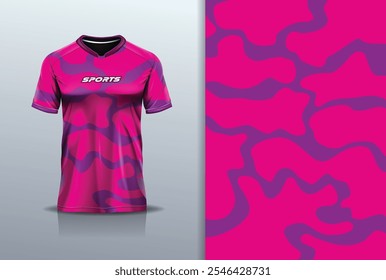 Modelo de camisa esporte mockup camuflagem onda abstrata design de camisa para futebol futebol, corrida, esportes e, cor rosa