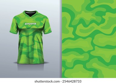 Modelo de camisa esporte mockup camuflagem onda abstrata design de camisa para futebol futebol, corrida, esportes e, cor verde