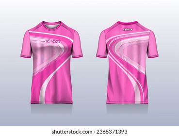 Sport jersey template mockup curve line abstract design for football soccer, racing, gaming, running, pink color