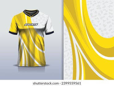 Sport jersey template mockup curve design for football soccer, racing, running, e sports, yellow color	
