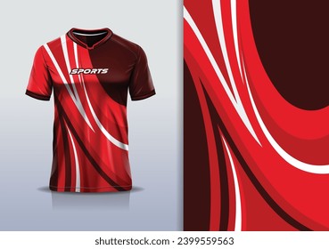 Sport jersey template mockup curve design for football soccer, racing, running, e sports, red color	
