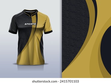 Sport jersey template mockup curve design for football soccer, racing, running, e sports, gold color	