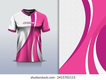 Sport jersey template mockup curve design for football soccer, racing, running, e sports, pink white color	