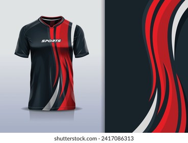 Sport jersey template mockup curve design for football soccer, racing, running, e sports, red color