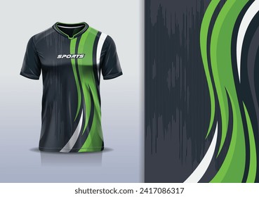 Diseño de la curva de mockup de la plantilla de jersey deportivo para fútbol, carreras, carreras, deportes e, color verde