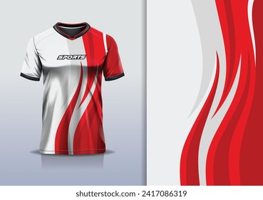 Sport jersey template mockup curve design for football soccer, racing, running, e sports, red color