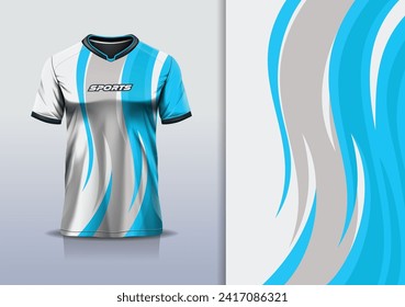 Sport jersey template mockup curve design for football soccer, racing, running, e sports, blue color