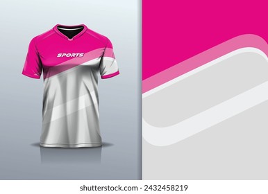 Sport jersey template mockup curve design for football soccer, racing, running, e sports, pink gray color