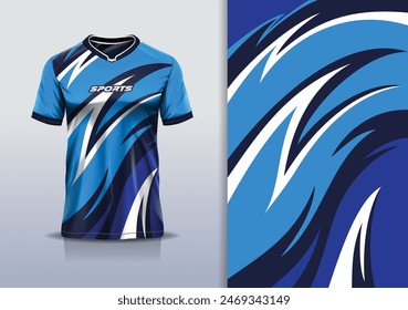 Sport jersey template mockup curve design for football soccer, racing, running, e sports, blue white color