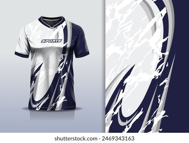 Sportjersey Vorlage Mockup Curve Grunge Design für Fußball, Rennen, Laufen, E-Sport, Blau Weiß Farbe