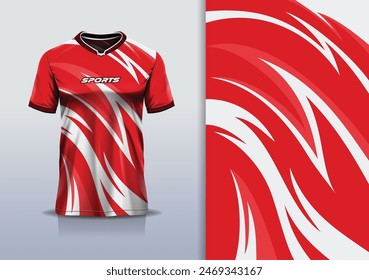 Diseño de la curva de la maqueta de la Plantilla del jersey deportivo para el fútbol, carreras, correr, deportes electrónicos, color blanco rojo