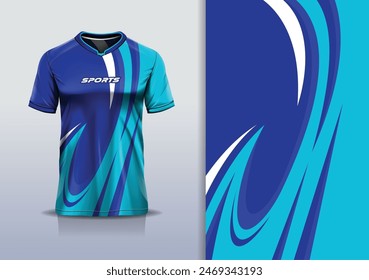 Diseño de la curva de la maqueta de la Plantilla del jersey deportivo para el fútbol, carreras, correr, deportes electrónicos, color blanco azul