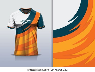 Sport jersey template mockup curve wave design for football soccer, racing, running, e sports, orange white color