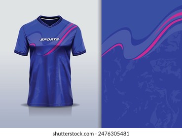 Sport jersey template mockup curve wave grunge design for football soccer, racing, running, e sports, blue pink color