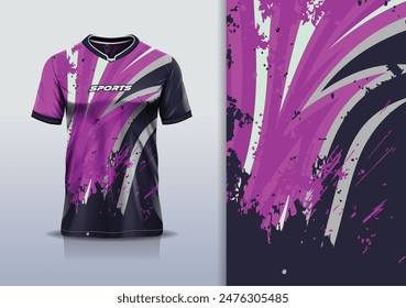 Sport jersey template mockup curve wave grunge design for football soccer, racing, running, e sports, purple color