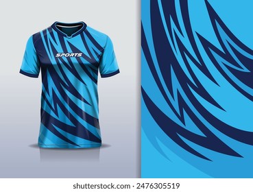 Sportjersey Vorlage Mockup Wellendesign für Fußball, Rennen, Laufen, e sports, Blau