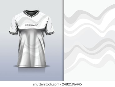 Diseño de la curva de la maqueta de la Plantilla del jersey deportivo para el fútbol, carreras, correr, deportes electrónicos, color blanco gris