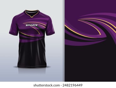 Sport jersey template mockup curve design for football soccer, racing, running, e sports, purple black gold color