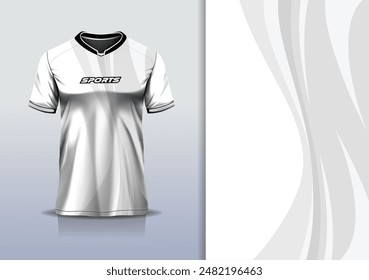 Sport jersey template mockup curve design for football soccer, racing, running, e sports, gray white color