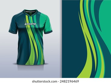 Diseño de la curva de la maqueta de la Plantilla del jersey deportivo para el fútbol, carreras, correr, deportes electrónicos, color verde