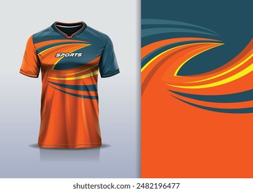 Sport jersey template mockup curve design for football soccer, racing, running, e sports, orange yellow gray color